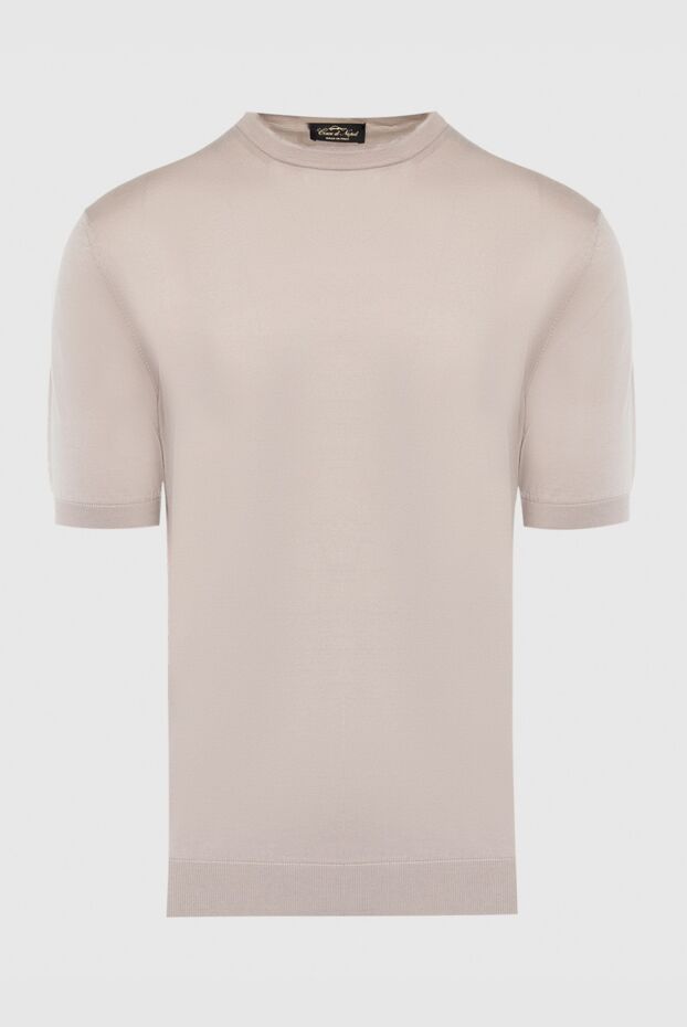 Cesare di Napoli man short sleeve jumper in silk and cotton beige for men buy with prices and photos 166594 - photo 1