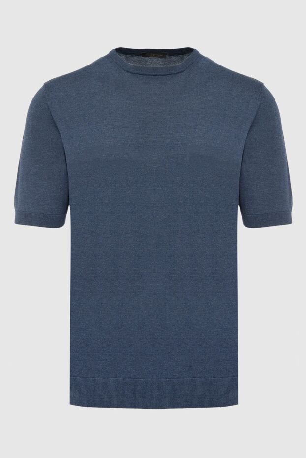 Cesare di Napoli man short sleeve jumper in silk and cotton blue for men buy with prices and photos 166596 - photo 1