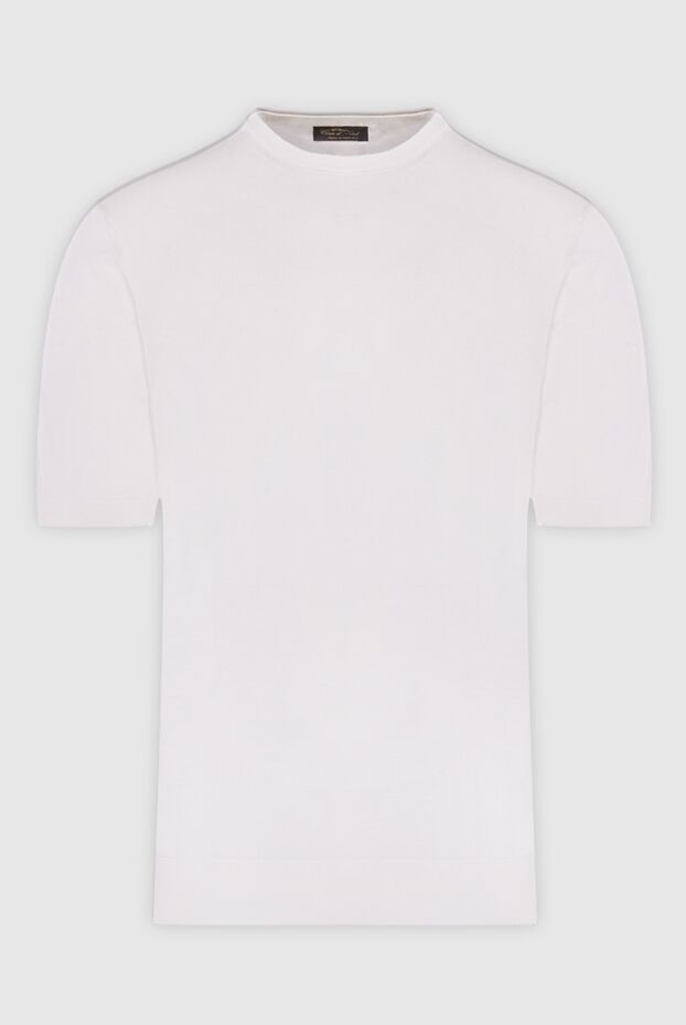 Cesare di Napoli man short sleeve jumper in silk and cotton white for men buy with prices and photos 166599 - photo 1