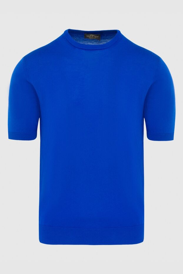 Cesare di Napoli man cotton short sleeve jumper blue for men buy with prices and photos 166620 - photo 1