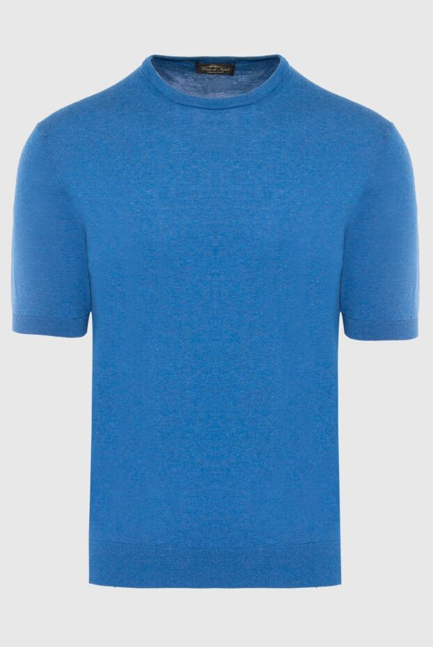 Cesare di Napoli man cotton short sleeve jumper blue for men buy with prices and photos 166650 - photo 1