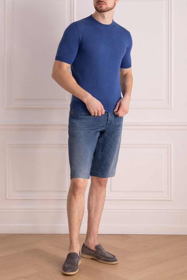 Cesare di Napoli man cotton short sleeve jumper blue for men buy with prices and photos 166650 - photo 2