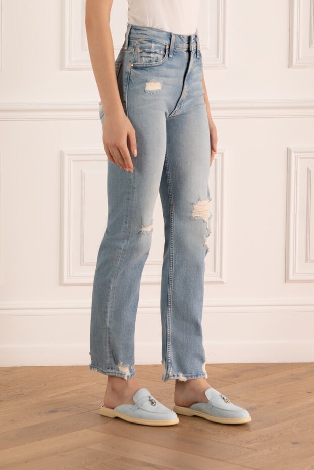 Mother Denim light blue women's jeans with rips 166667 - photo 3