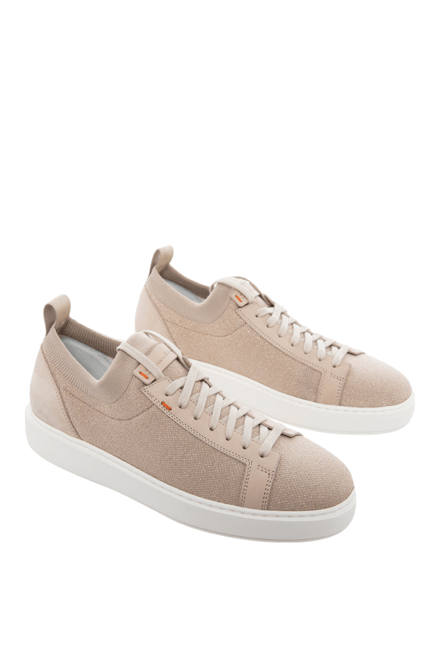 Santoni woman beige leather and textile sneakers for women buy with prices and photos 166673 - photo 2