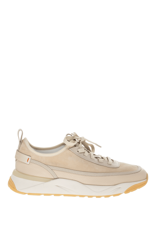 Santoni beige men's nubuck and leather sneakers 166695 - photo 1