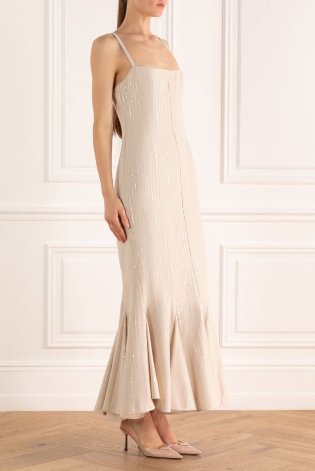 Giuseppe Di Morabito beige dress decorated with sequin stripes women's 166706 - photo 3