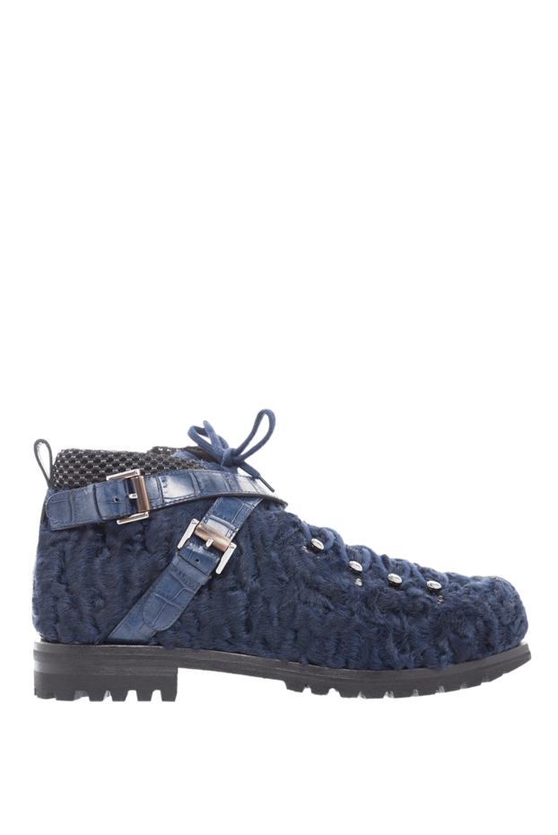 Santoni men's crocodile leather and doodle blue boots 166721 - photo 1