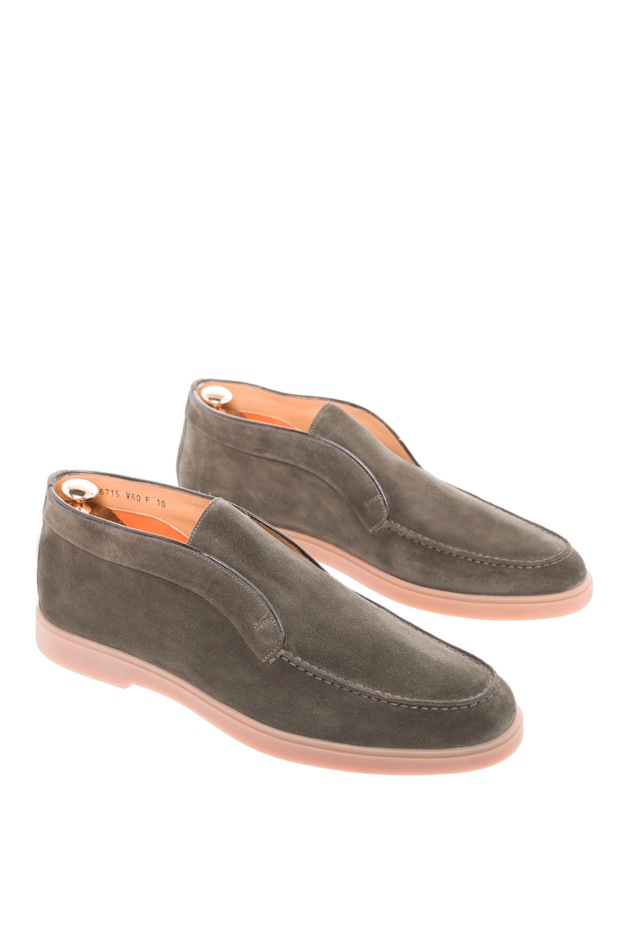 Santoni olive suede loafers with soft soles for men 166731 - photo 3