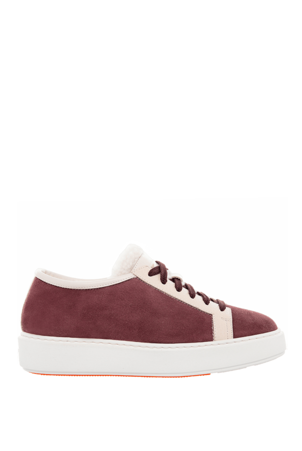 Santoni woman burgundy nubuck and fur sneakers for women buy with prices and photos 166743 - photo 1