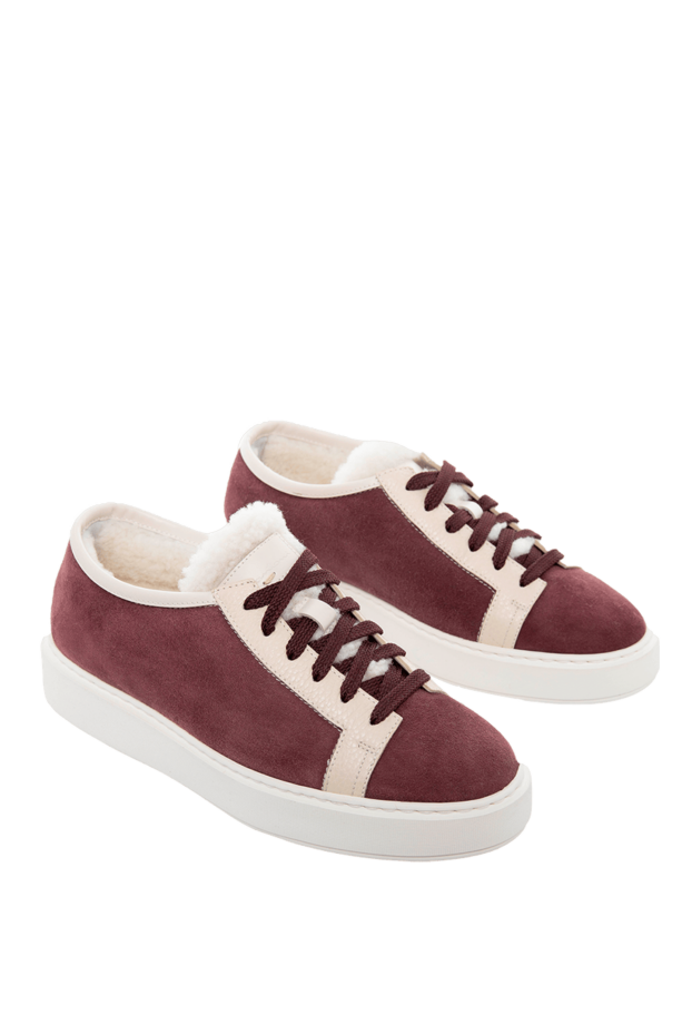 Santoni woman burgundy nubuck and fur sneakers for women buy with prices and photos 166743 - photo 2