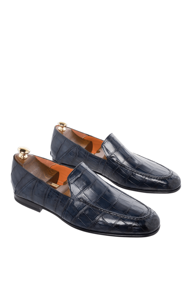 Santoni men's crocodile leather loafers blue 166758 - photo 3