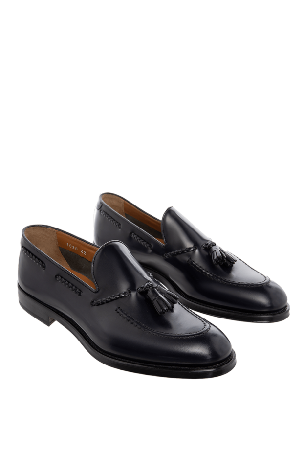 Doucal`s black leather tassel loafers with braided detailing for men 166760 - photo 3