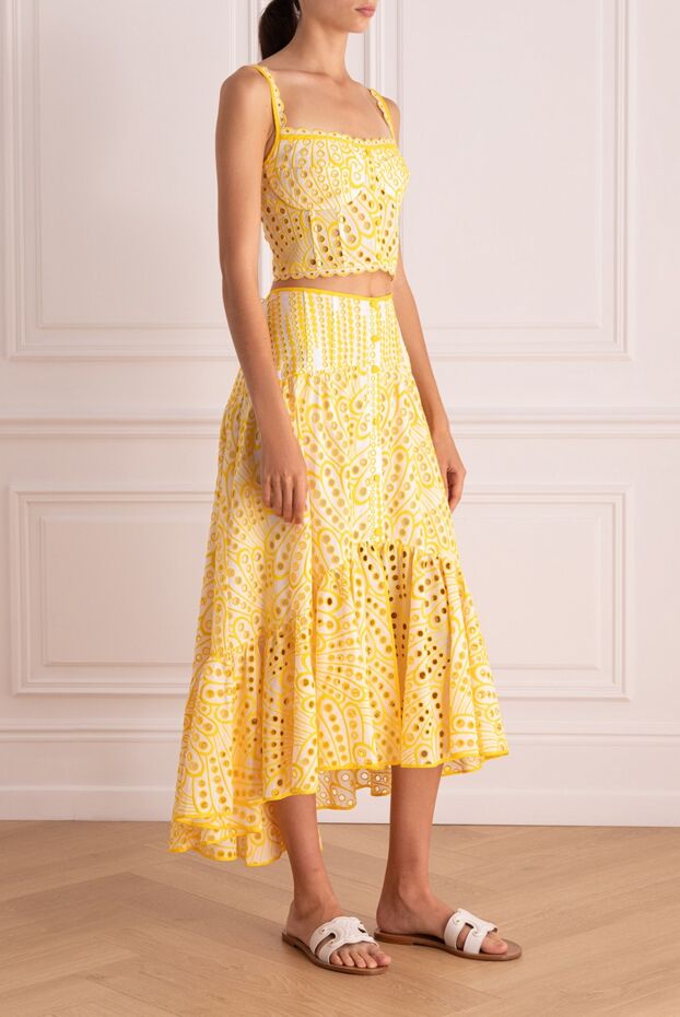 Charo Ruiz women's yellow cotton set with top and asymmetric midi skirt 166791 - photo 3