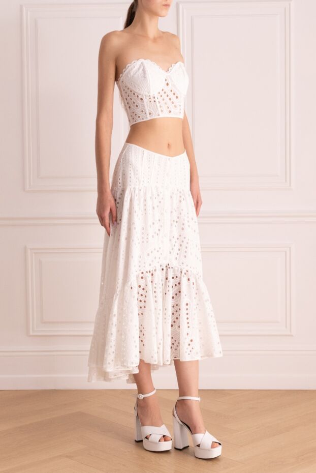 Charo Ruiz summer women's suit white with lace bustier and asymmetrical skirt 166795 - photo 3