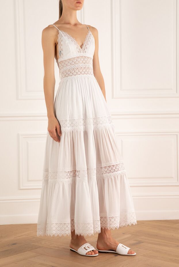Charo Ruiz strappy dress decorated with lace in white for women 166803 - photo 3