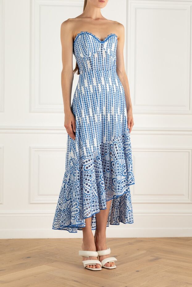 Charo Ruiz blue patterned strapless dress for women 166805 - photo 3