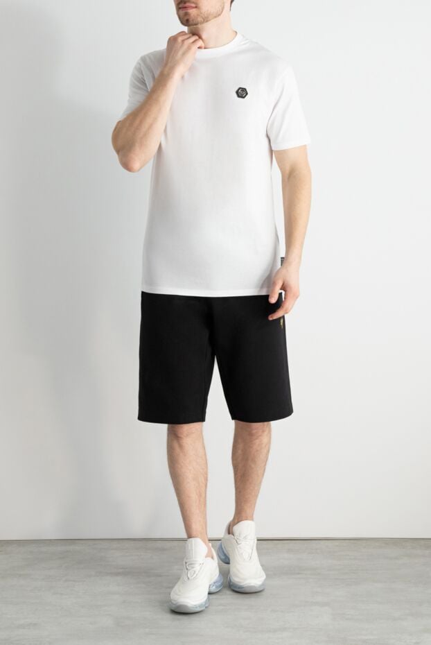 Philipp Plein men's white cotton t-shirt with black emblem on the chest 166834 - photo 2