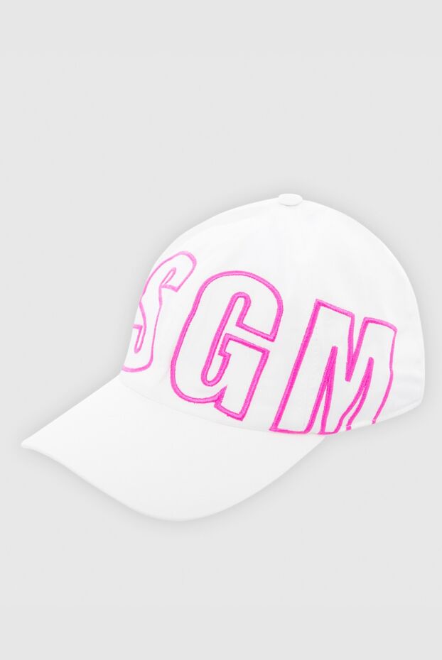 MSGM white cotton cap for women with bright pink logo 166852 - photo 3