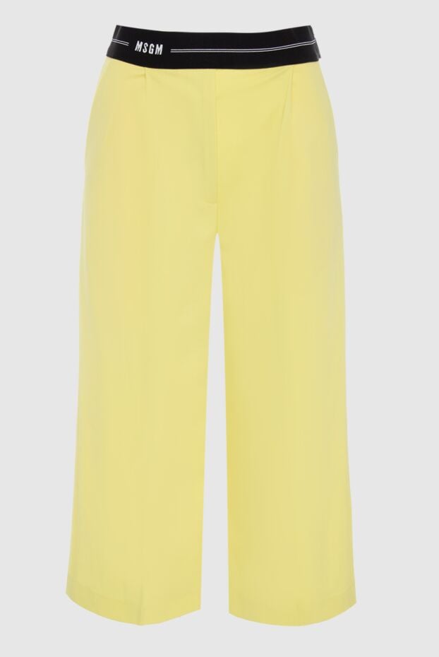 MSGM women's cropped pants with black belt and logo yellow 166871 - photo 1