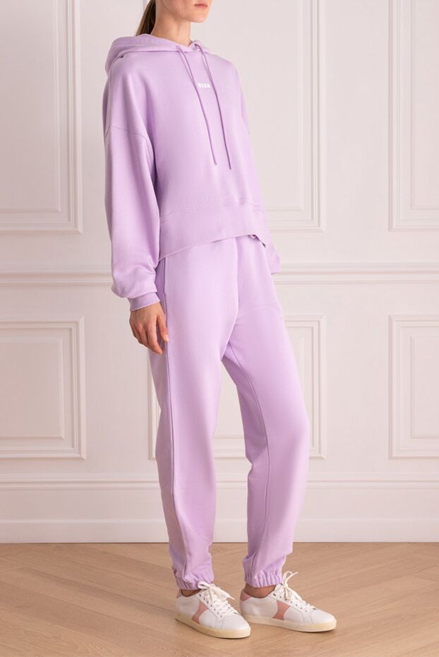 MSGM women's lavender cotton walking suit with hoodie and trousers 166873 - photo 3