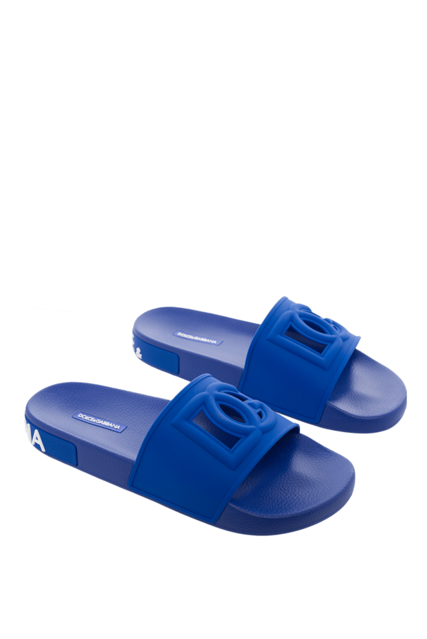 Dolce & Gabbana blue rubber slide sandals with embossed logo for men 166888 - photo 3