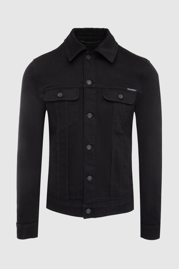 Dolce & Gabbana mens black fitted denim trucker jacket with buttons 167001 - photo 1