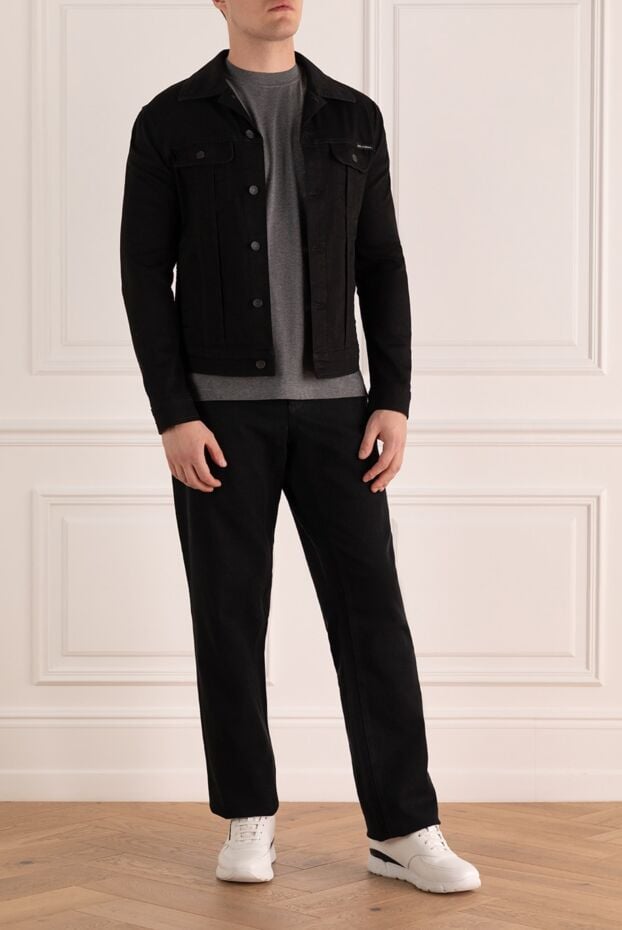 Dolce & Gabbana mens black fitted denim trucker jacket with buttons 167001 - photo 2