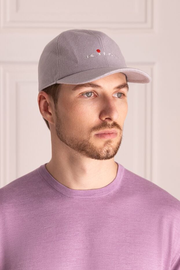 Kiton men's cashmere baseball cap gray with embroidered logo 167010 - photo 2