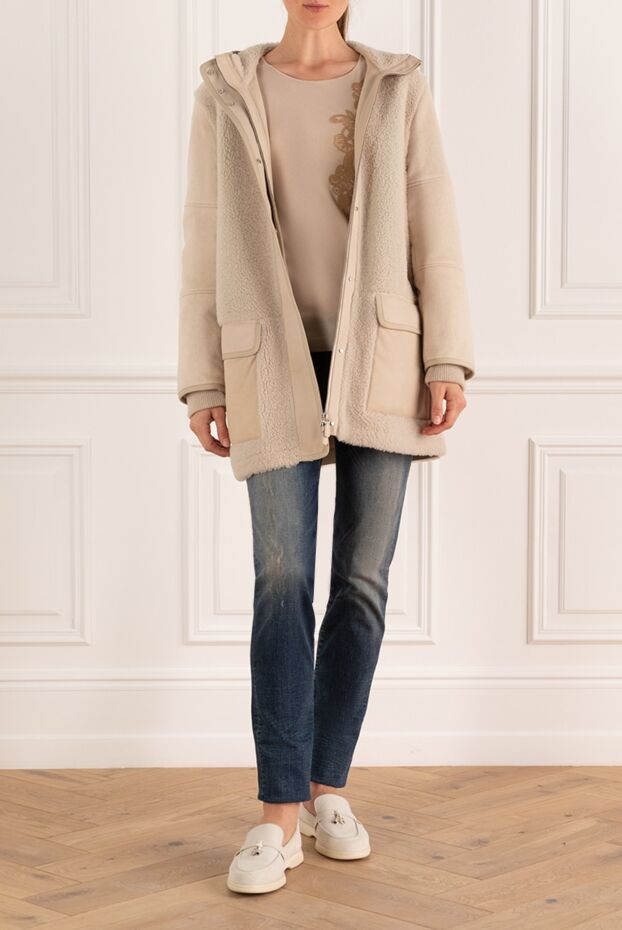 Loro Piana woman beige women's sheepskin coat made of natural fur buy with prices and photos 167021 - photo 2