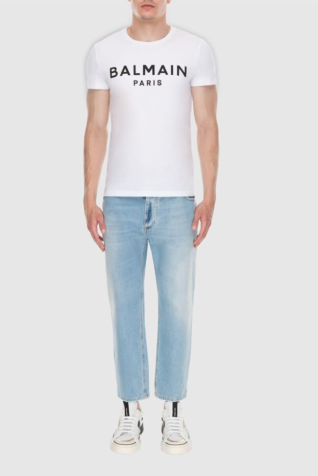 Balmain white cotton t-shirt with black logo 167026 - photo 3