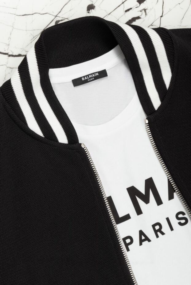 Balmain white cotton t-shirt with black logo 167026 - photo 2