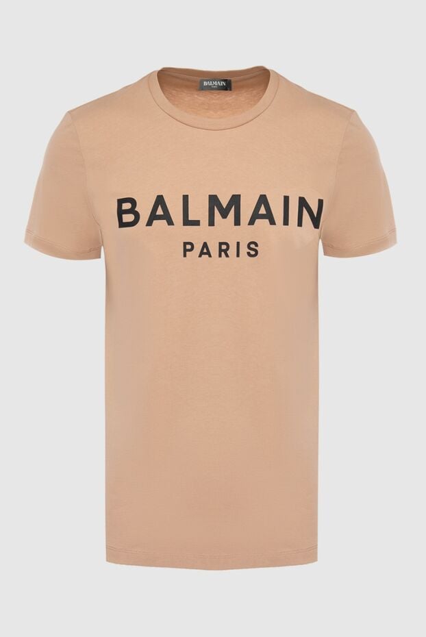 Balmain sand-colored cotton t-shirt with a contrasting parisian print (markdown) 195701 - photo 1