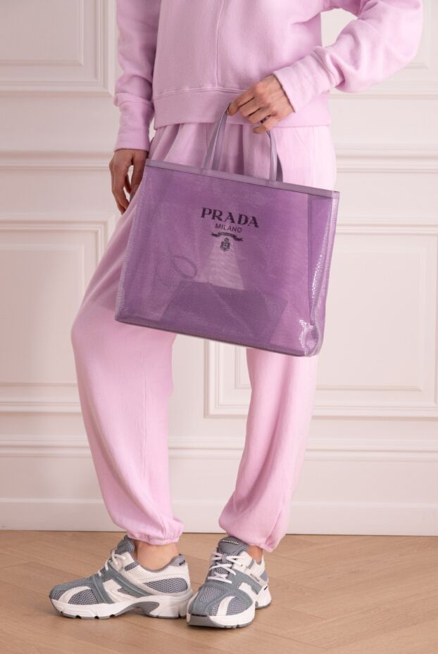 Prada women's purple tote bag with black logo 167050 - photo 3