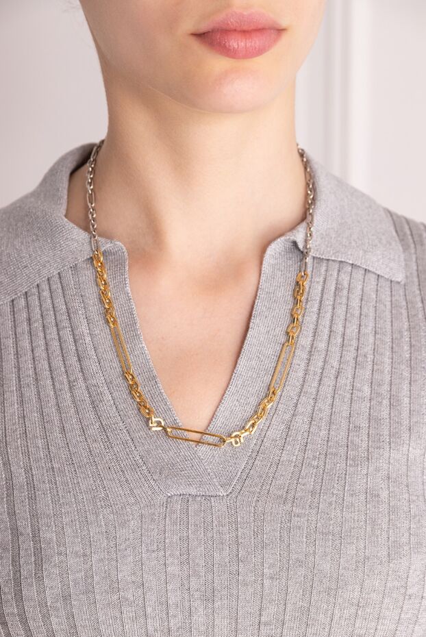 Givenchy yellow metal chain necklace g link women's 167062 - photo 3