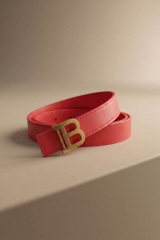 Balmain women's bright red leather belt with logo 167082 - photo 2