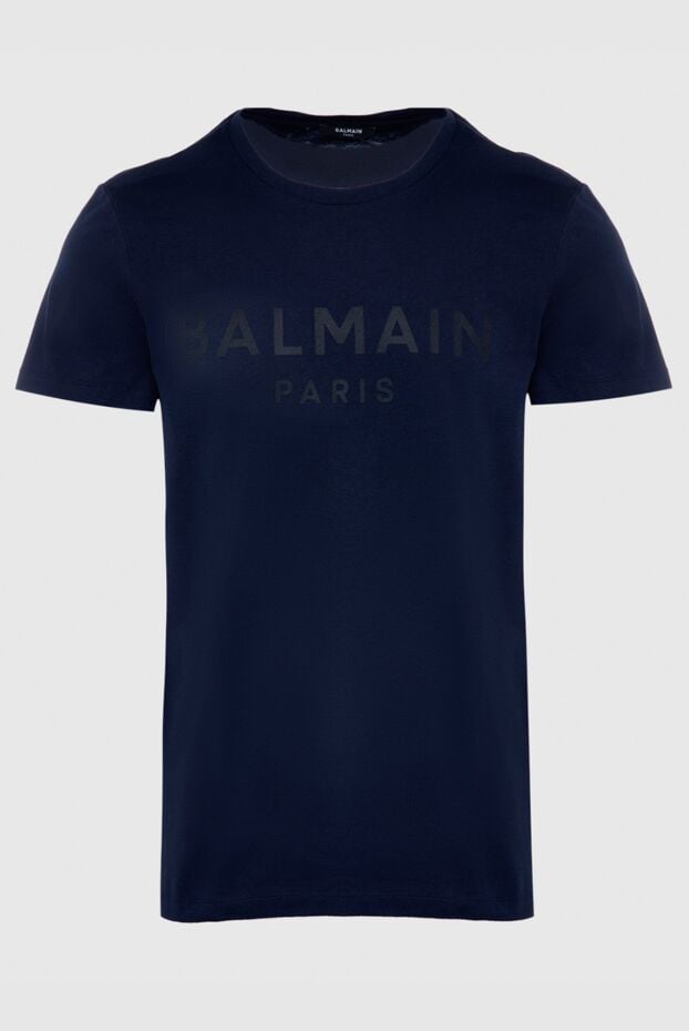 Balmain dark blue cotton t-shirt with a velvety monochrome print (markdown) 195698 - photo 1