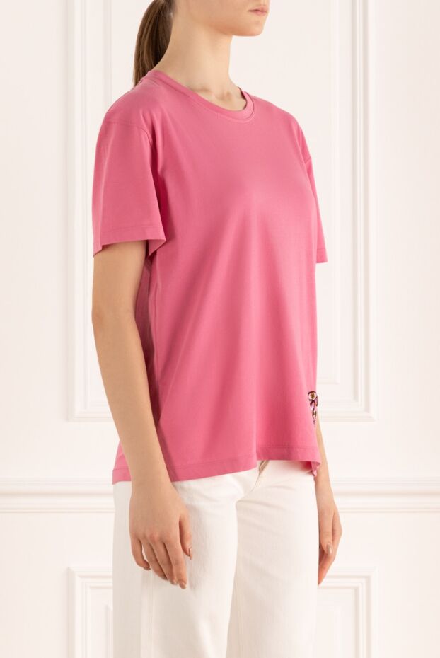 Ermanno Scervino women's cotton pink t-shirt with beaded logo (markdown) 196904 - photo 3