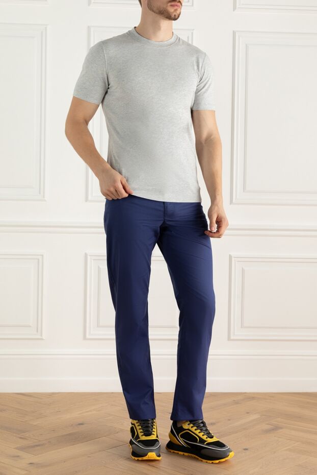 Zilli blue cotton and cashmere men's trousers with signature details 167199 - photo 2