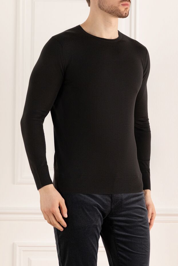 Zilli dark blue men's cotton and cashmere jeans with a classic fit 167238 - photo 3