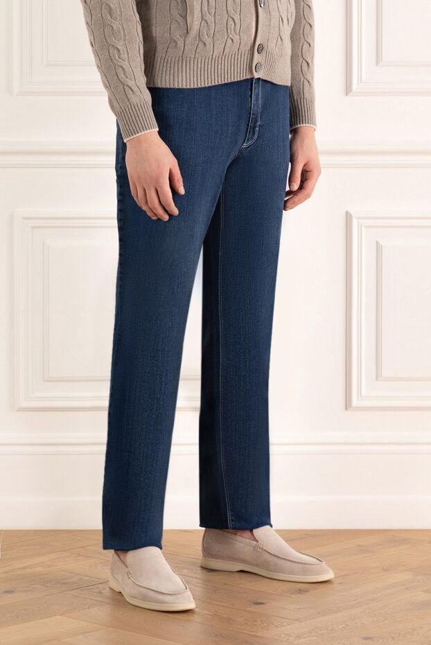 Zilli men's cotton jeans in deep blue with contrast stitching 167287 - photo 3