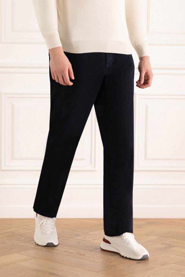 Zilli stylish men's jeans made of cotton, dark blue with a signature accent 167289 - photo 3