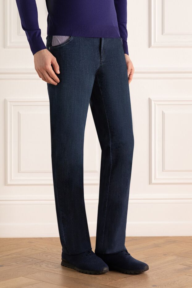 Zilli stylish blue cotton men's jeans with decorative insert 167296 - photo 3