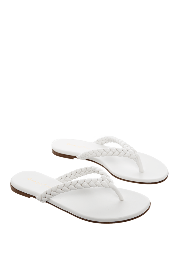 Gianvito Rossi women's leather flip-flops with weaving, white 167340 - photo 3