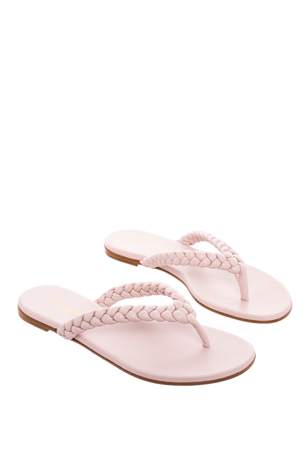 Gianvito Rossi women's leather flip-flops with weaving, pink 167341 - photo 3