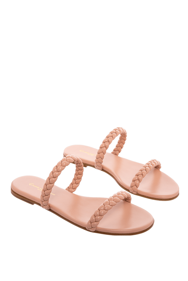 Gianvito Rossi women's leather slippers with weaving, pink 167369 - photo 3