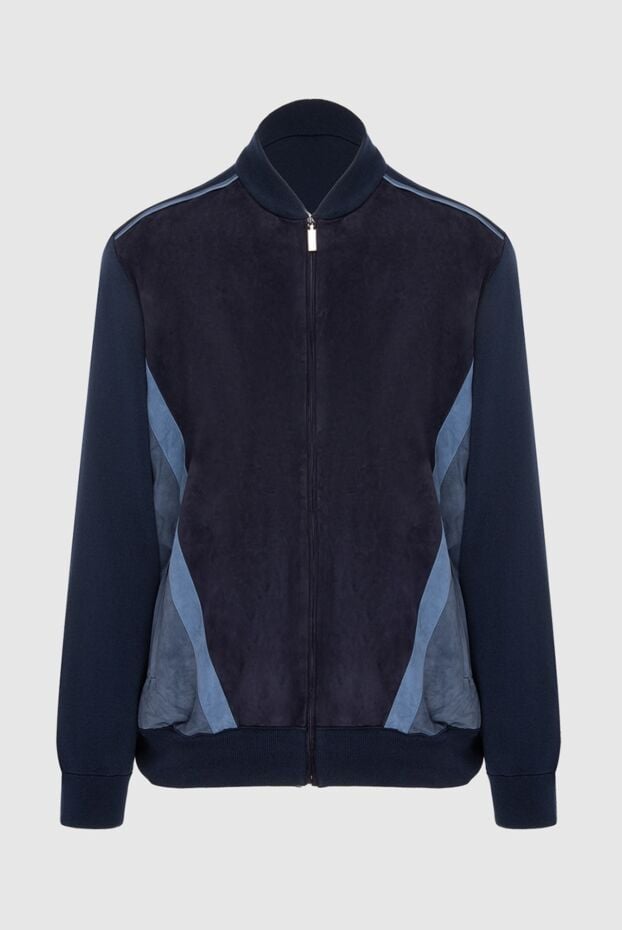 Zilli mens blue cardigan with contrast inserts 167392 - photo 1