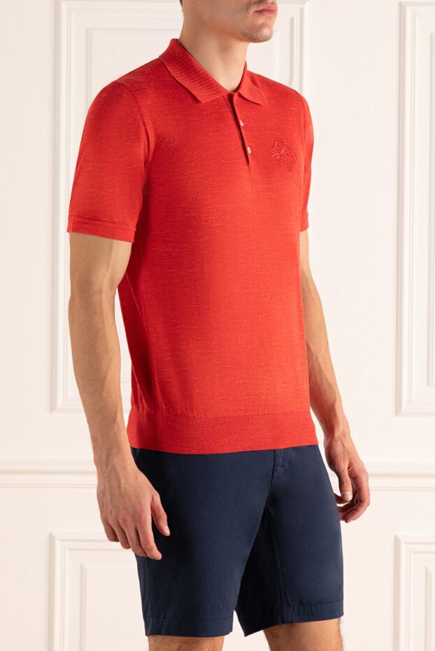 Zilli red men's cashmere, silk and cotton polo shirt 167396 - photo 3