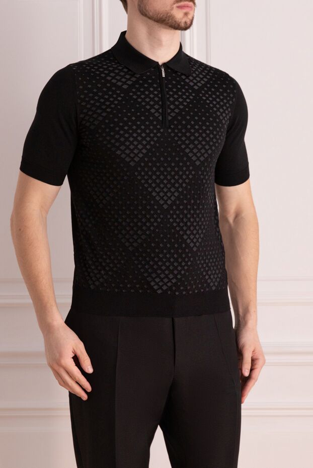 Zilli elite diamond polo shirt in black made of natural materials 167400 - photo 3