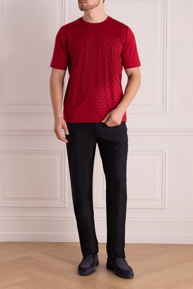 Zilli men's red cotton satin diamond pattern t-shirt 167405 - photo 2