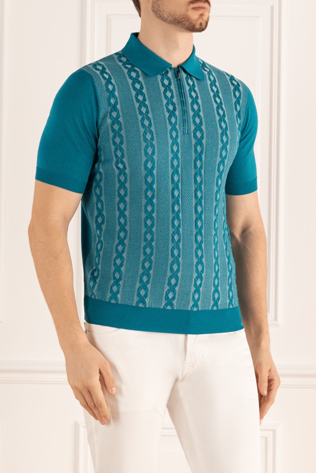 Zilli green men's silk, cotton and crocodile leather polo 167415 - photo 3